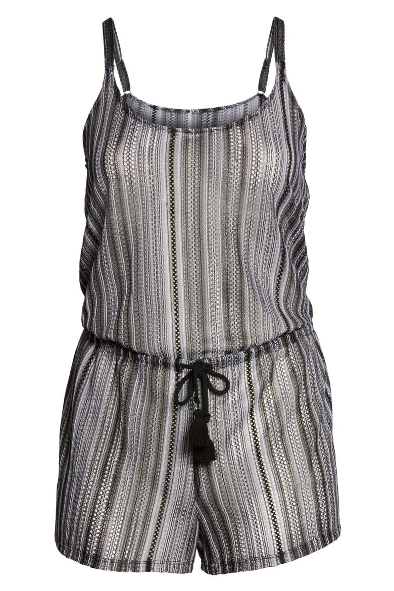 Pier Side Crochet Cover-Up Romper, Alternate, color, BLACK