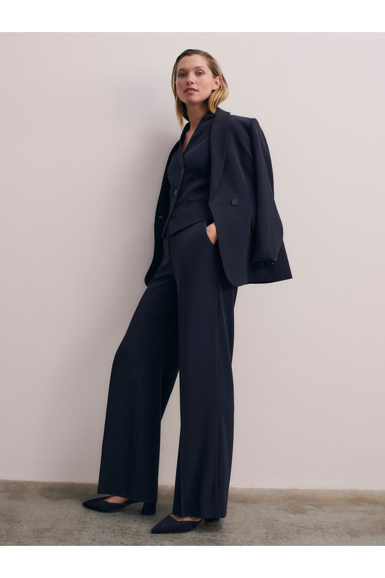 Double-Breasted Tailored Blazer, Alternate, color, Navy