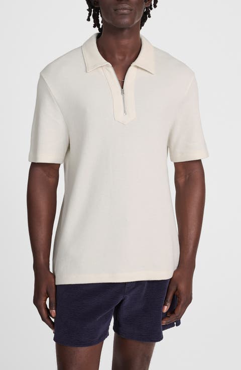 Quarter Zip Pique Polo Shirt