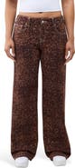 True Religion Bobbi Leopard Print Baggy Wide Leg Jeans