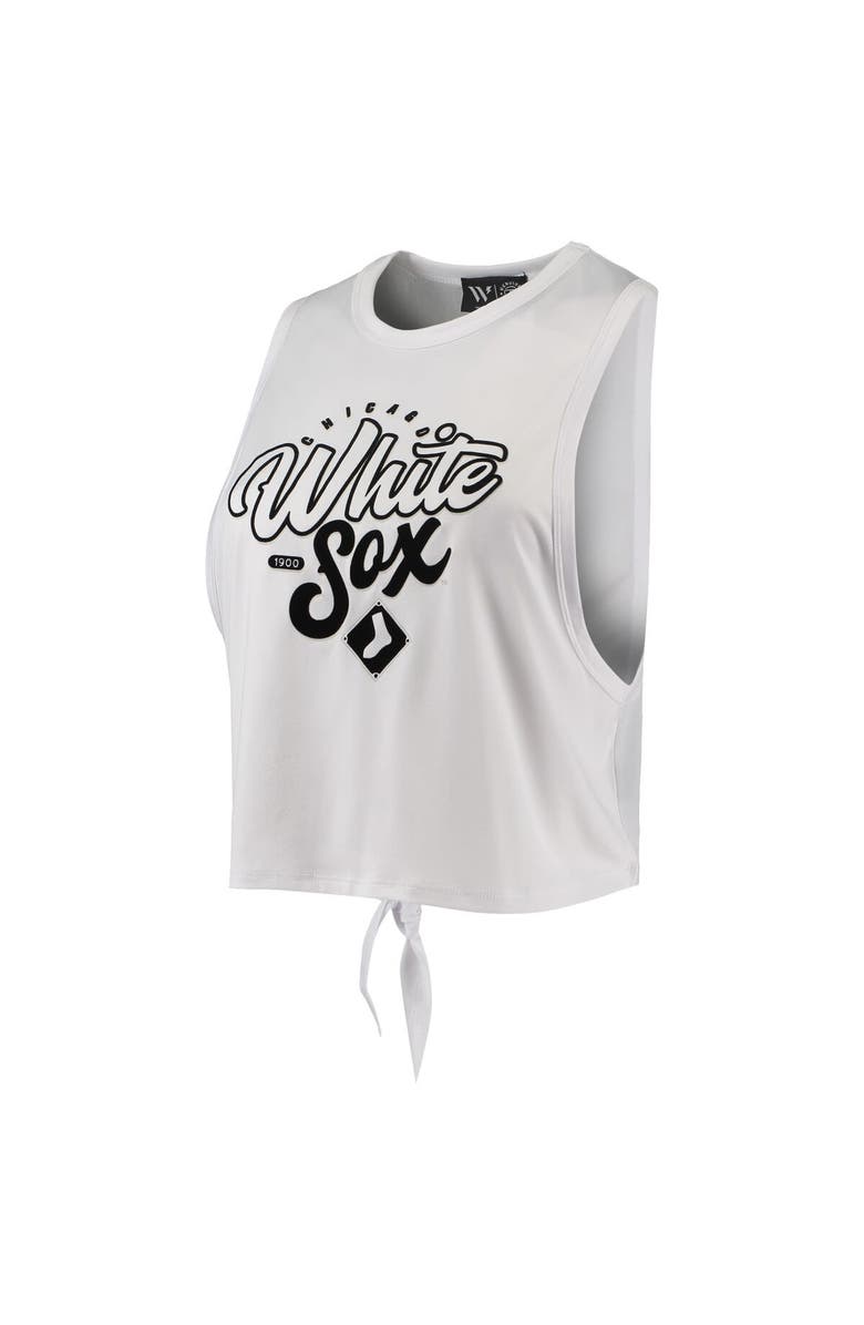 THE WILD COLLECTIVE Women's The Wild Collective White Chicago White Sox Open Back Twist-Tie Tank Top, Alternate, color, White