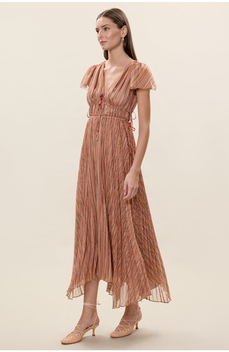Rebecca Taylor Celeste Stripe Pleated Dress, Alternate, color, Persimmon Stripe Multi