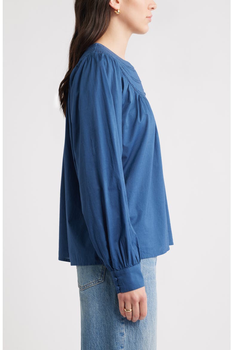 Cotton Voile Popover Top, Alternate, color, NAVY DENIM