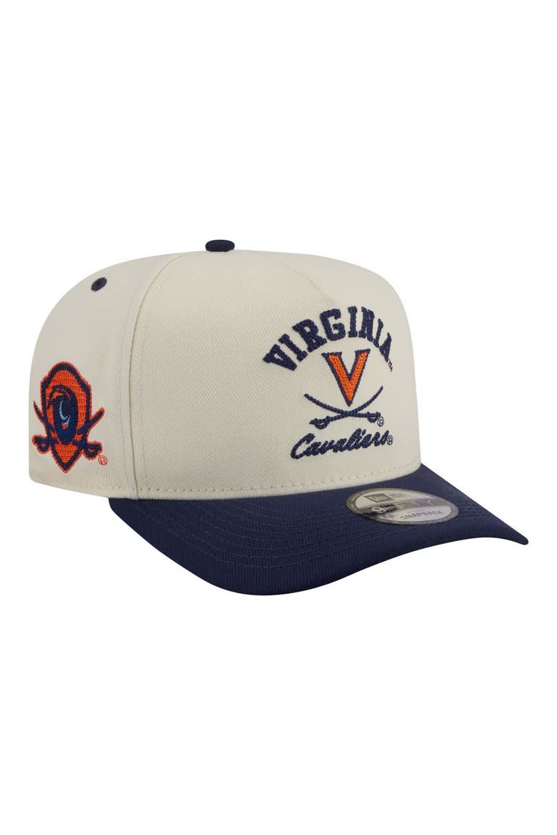 Men's New Era  Cream/Navy Virginia Cavaliers Two-Tone Arched 9FIFTY Snapback Hat, Main, color, Cream