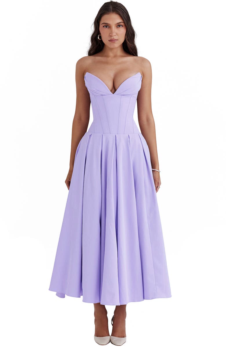 HOUSE OF CB Lady Strapless Cocktail Dress, Alternate, color, Pastel Lilac