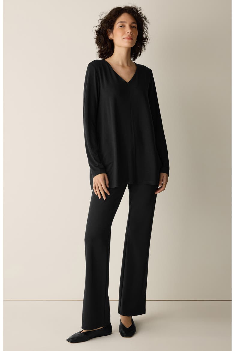 Long Sleeve V-Neck Tunic Top, Alternate, color, BLACK
