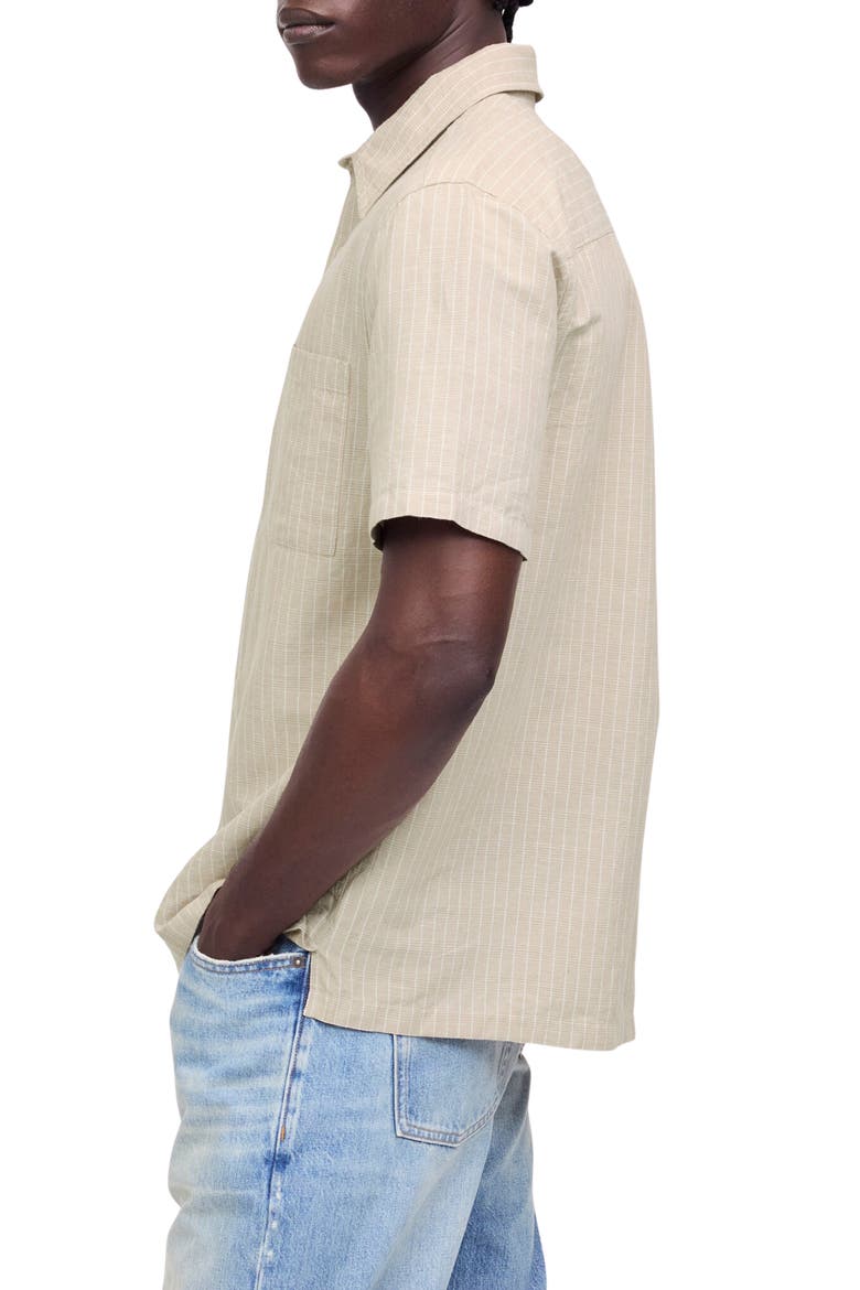 Short Sleeve Linen & Cotton Button-Up Shirt, Alternate, color, BENGAL PLAID