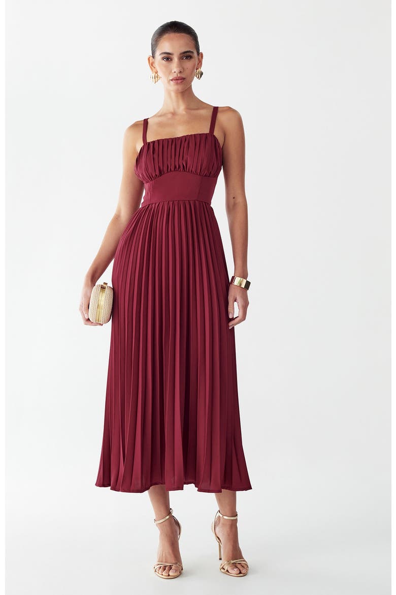 Lucie Midi Dress, Alternate, color, Burgundy