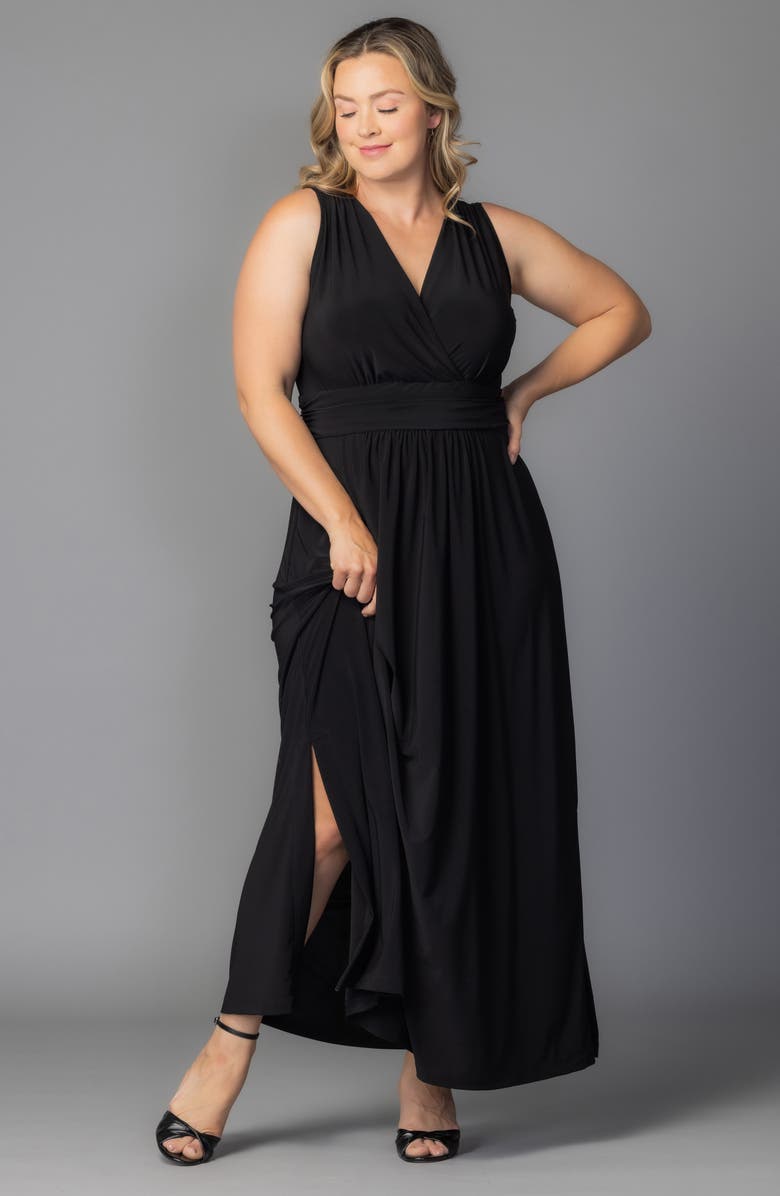 Kiyonna Daniela Sleeveless Maxi Dress, Alternate, color, Black Noir
