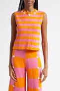 YanYan Daisy Stripe Sleeveless Linen Blend Sweater