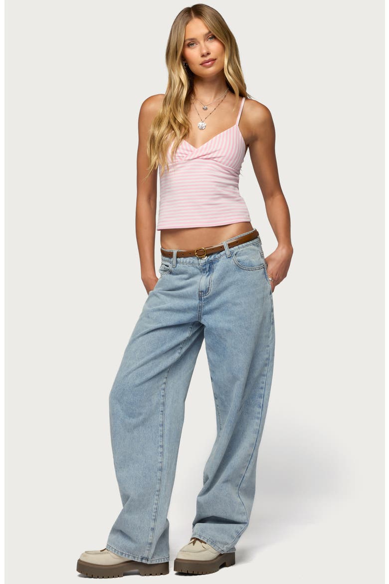 Emilea Stripe Stretch Cotton Camisole, Alternate, color, PINK-AND-WHITE