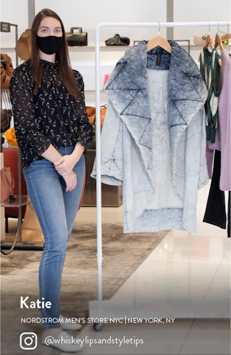 Women's Shawl Collar Quilted Denim Hooded Coat, sales video thumbnail