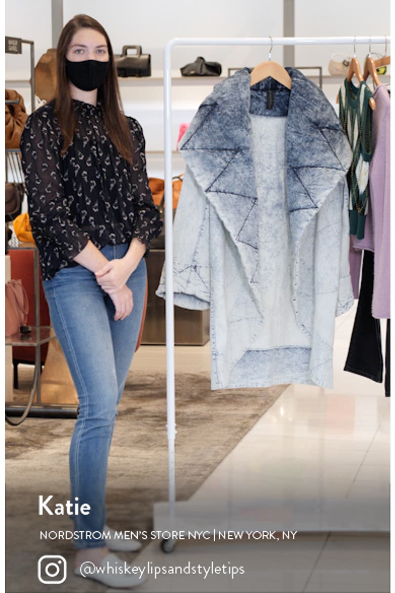Women's Shawl Collar Quilted Denim Hooded Coat video