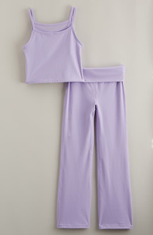 Zella Girl Kids' Rib Camisole & Pants Set In Purple