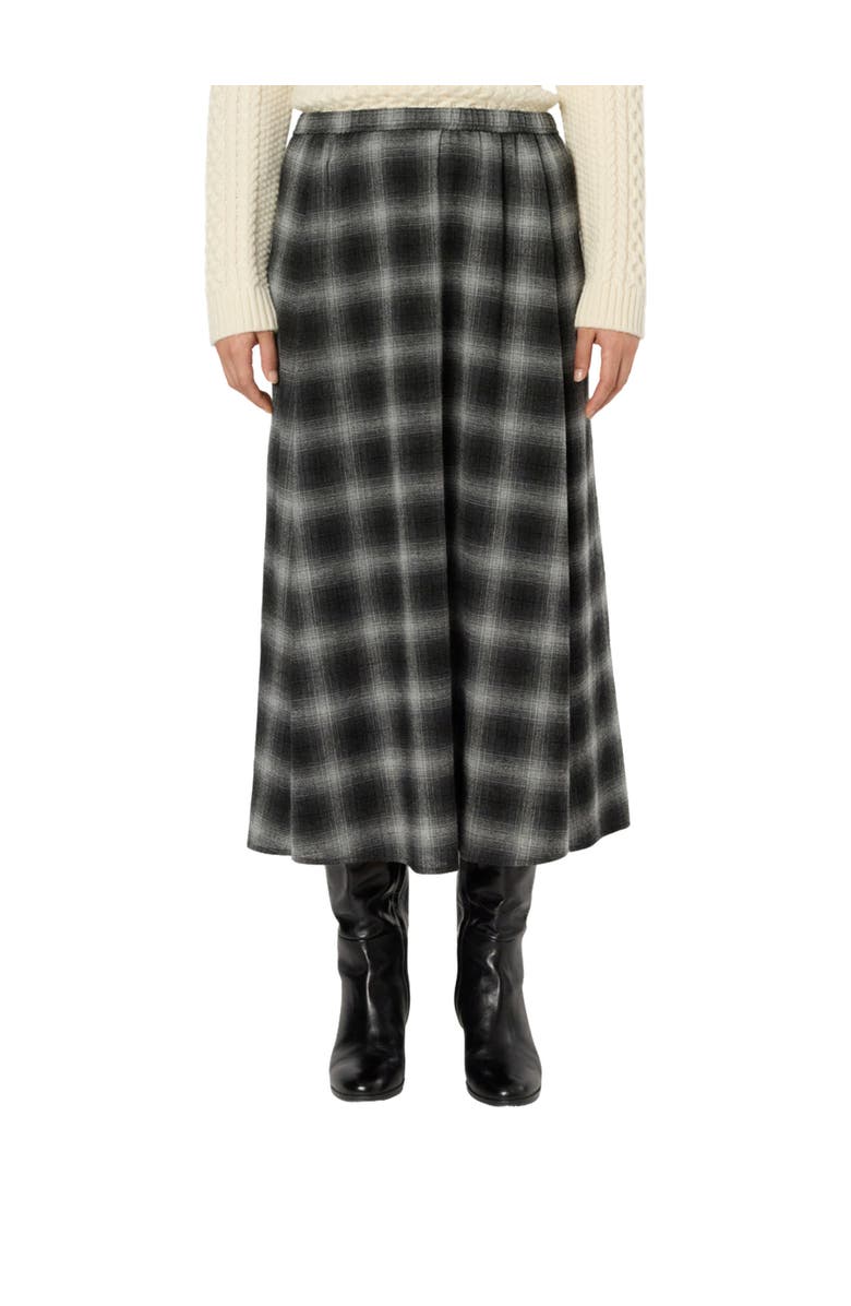 GERARD DAREL Basma Checked Midi Skirt, Main, color, Medium Gray