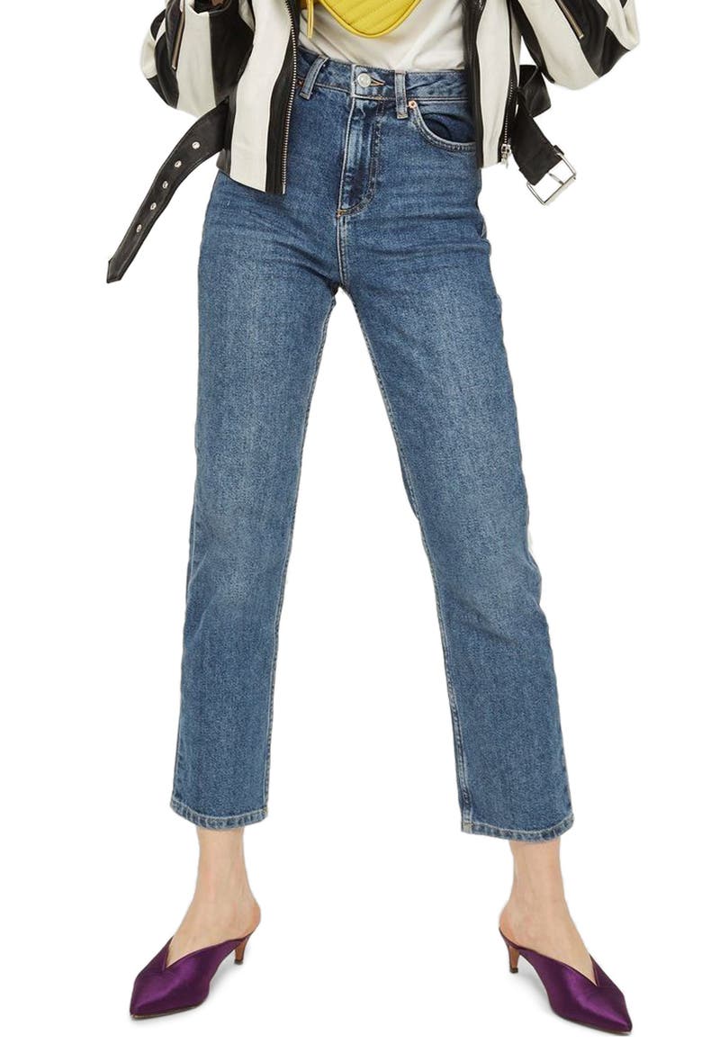 Straight Leg Jeans, Main, color, MID DENIM