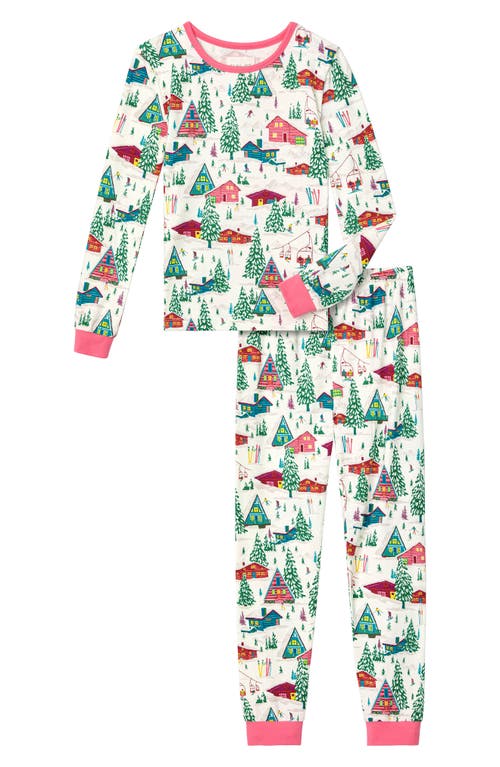 BedHead Pajamas Kids' Festive Print Fitted Two-Piece Pajamas in Alpine Cabins 