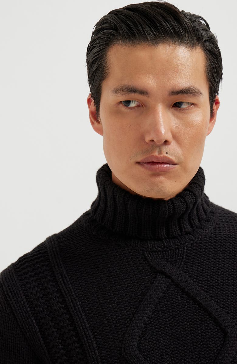 Brunello Cucinelli Cashmere Feather yarn sweater, Alternate, color, Black