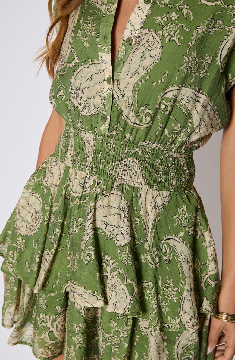 VICI Collection Lydia Paisley Print Smocked Waist Tiered Minidress, Alternate, color, 