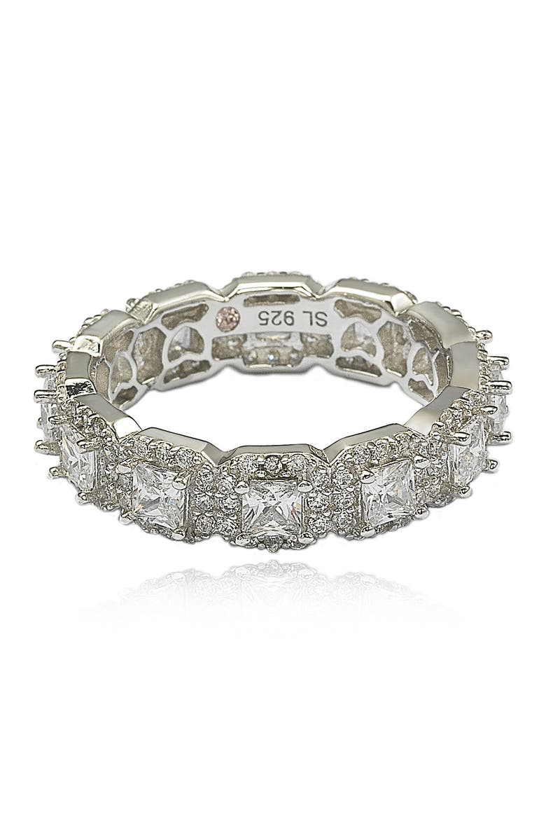 SUZY LEVIAN Sterling Silver Asscher Cut White CZ Band Ring, Alternate, color, White