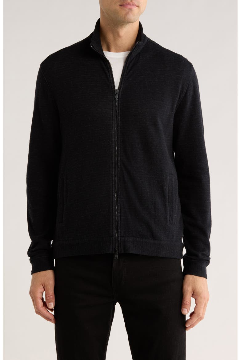 Antoine Double Knit Zip Jacket, Main, color, BLACK
