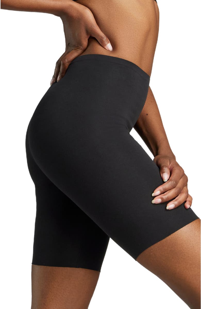 Siella Organic Cotton No-Show Mid-Thigh Short, Alternate, color, Black