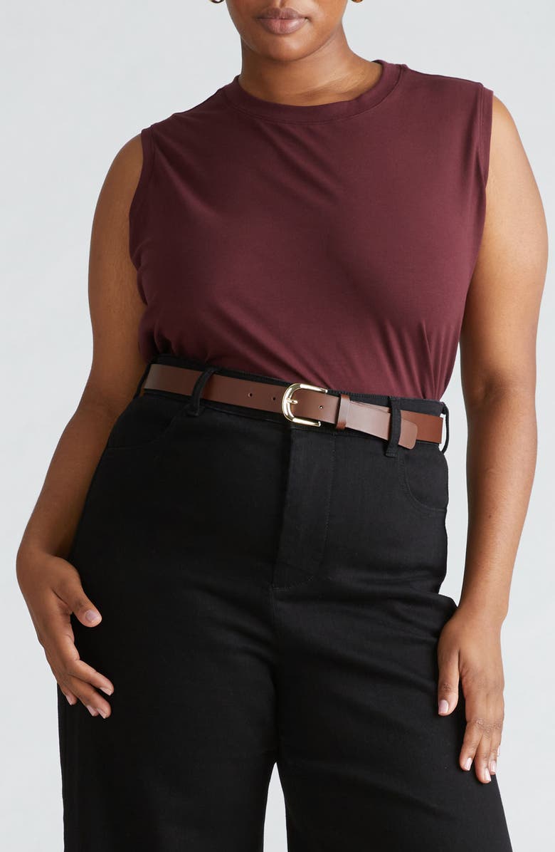 Universal Standard Patti Cotton Muscle Tank, Main, color, Black Cherry