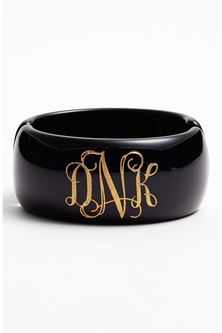 'Vine Font' Personalized Monogram Bracelet, Main, color, EBONY/ GOLD