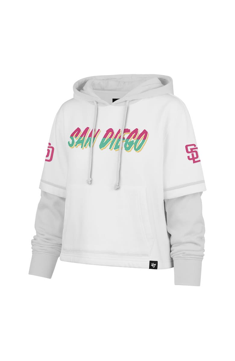 '47 Women's '47 White San Diego Padres City Connect Shortstop Cropped Pullover Hoodie, Alternate, color, White
