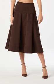 ASTR the Label Drop Waist Stretch Cotton Midi Skirt