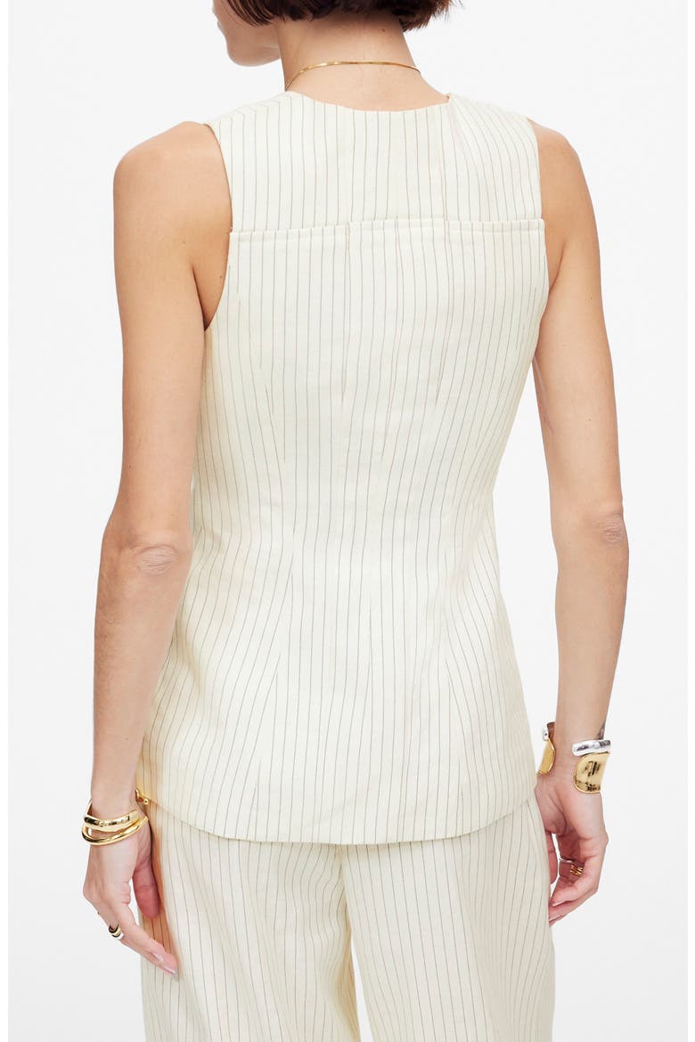 Pinstripe Cutaway Long Vest, Alternate, color, TAN AND BLACK STRIPE