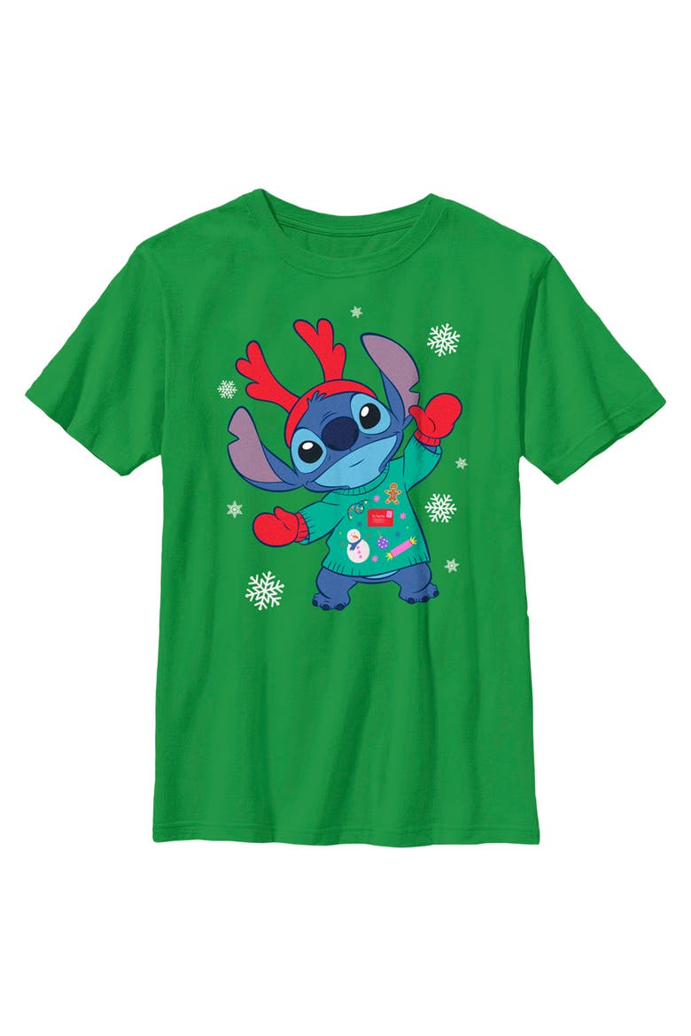 Boy's Lilo & Stitch Christmas Outfit Stitch  Graphic T-Shirt, Main, color, Kelly Green