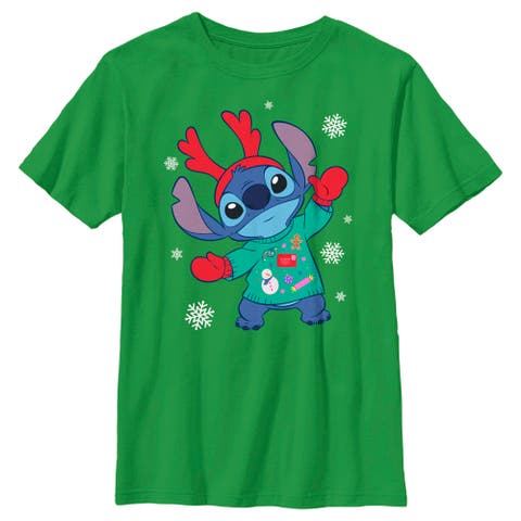 Boy's Lilo & Stitch Christmas Outfit Stitch  Graphic T-Shirt