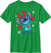 Lilo & Stitch Boy's Lilo & Stitch Christmas Outfit Stitch Graphic T-Shirt