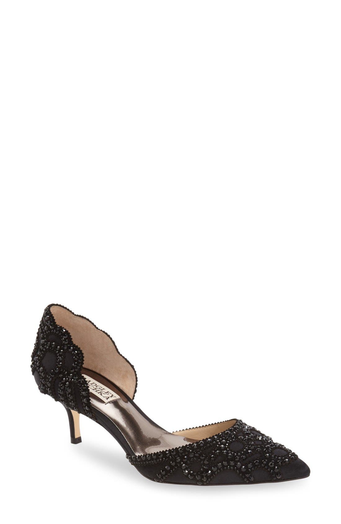 Ginny d'Orsay Pointed Toe Pump - Wide Width Available, Main, color, BLACK SATIN