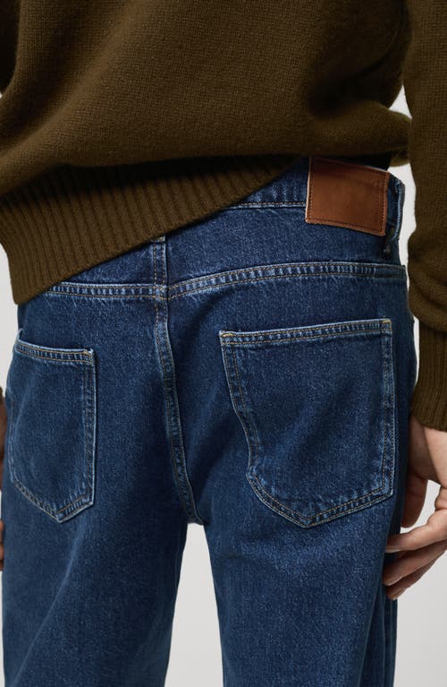 Mango Men's Slim-fit Dark Wash Tapered Jeans In Dark Blue