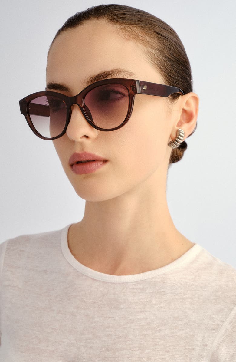 Le Specs Majestic 53mm Gradient Round Sunglasses, Alternate, color, Coco / Khaki Gradient