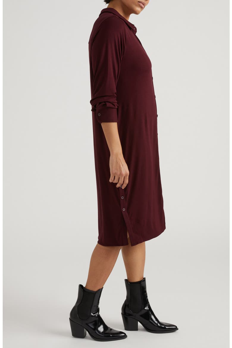 Sally Long Sleeve Shirtdress, Alternate, color, BLACK CHERRY