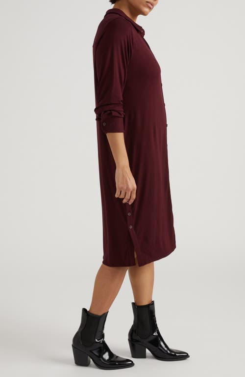 Universal Standard Sally Long Sleeve Shirtdress In Burgundy