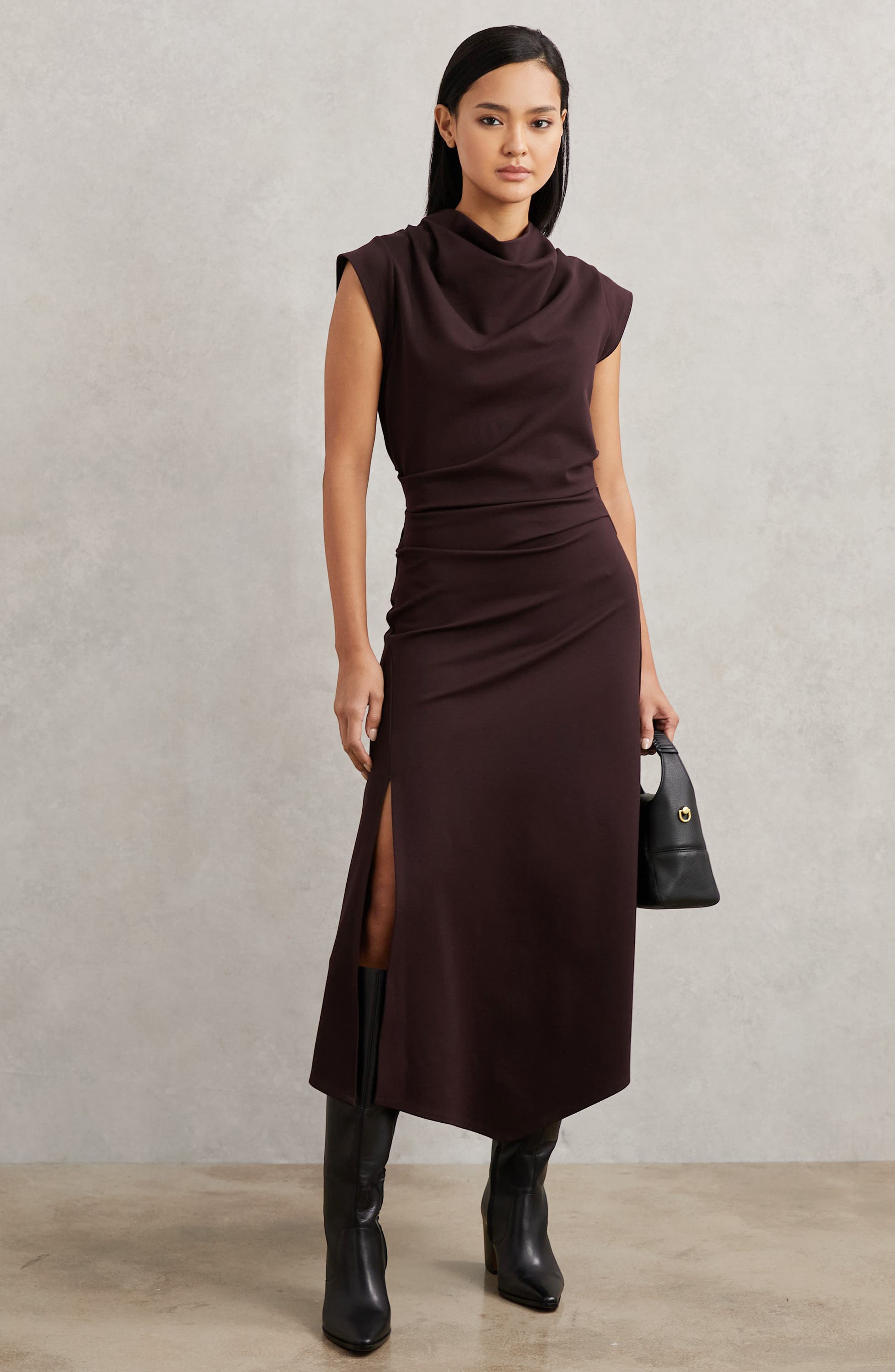 Reiss Gabrielle Knee High Boot, Alternate, color, Black