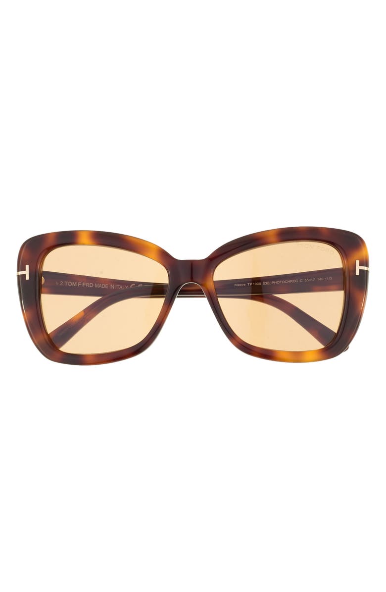 TOM FORD Maeve 55mm Butterfly Sunglasses, Main, color, Blonde Havana / Brown
