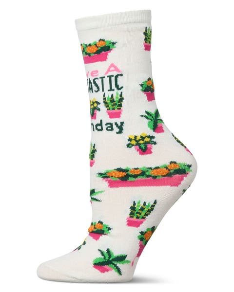 Big Kid's Have a Plantastic Birthday Greeting Card Crew Socks