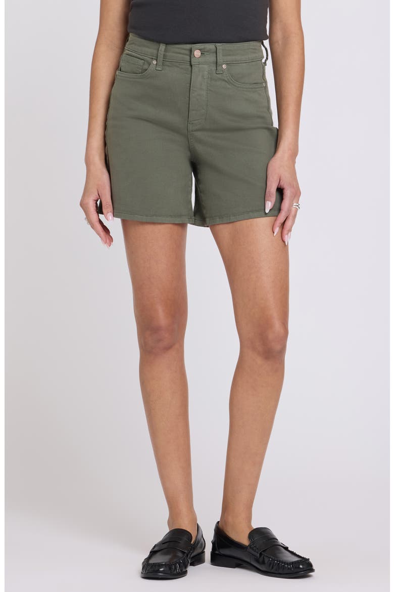 Berkyn High Waist Cotton Blend Shorts, Main, color, DESERT GREEN
