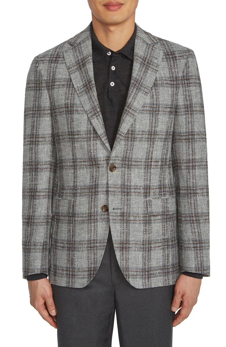 Jack Victor McAllen Unconstructed Plaid Wool Blend Sport Coat, Main, color,