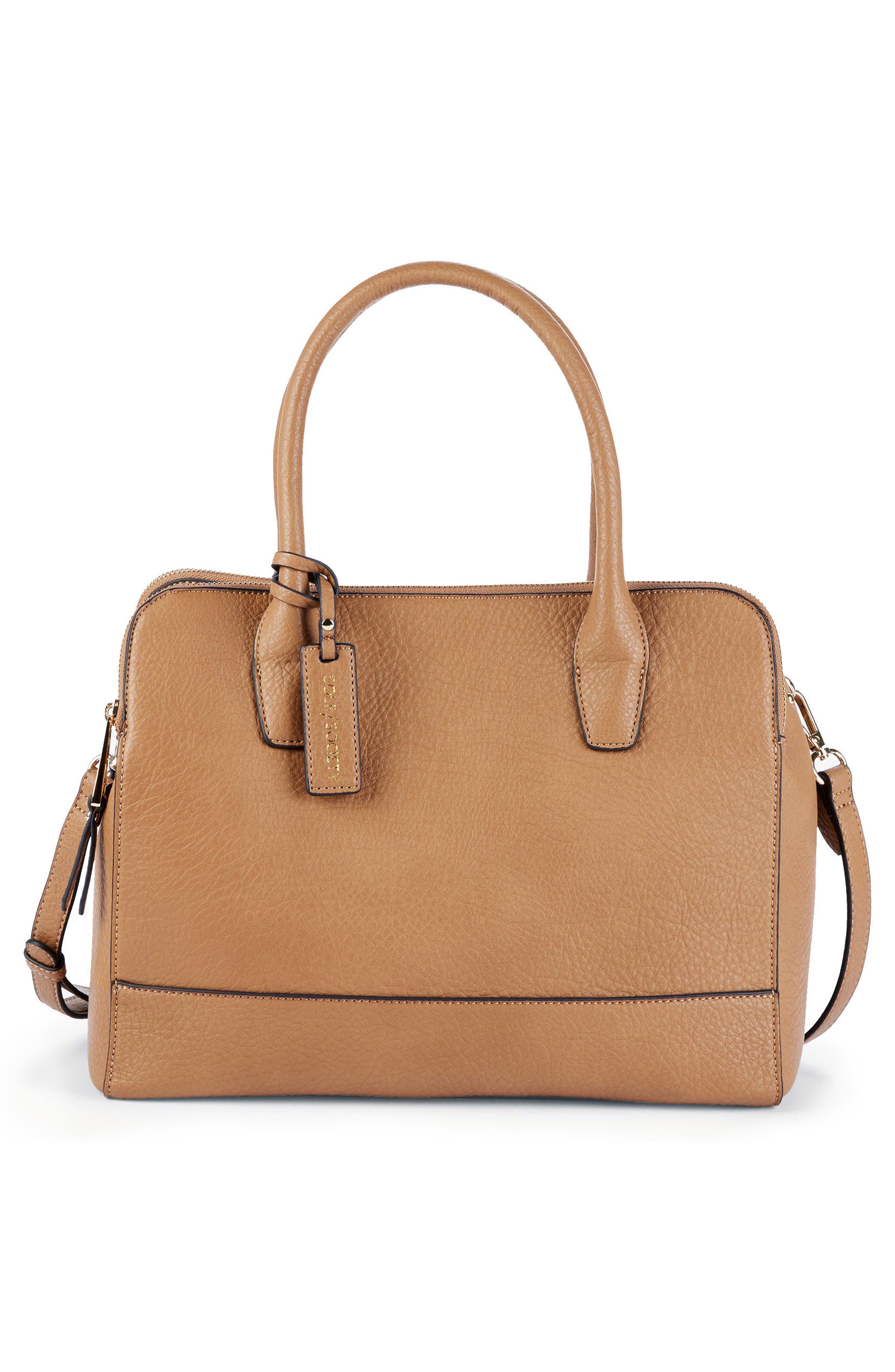 Sole Society Nera Faux Leather Satchel, Alternate, color, 