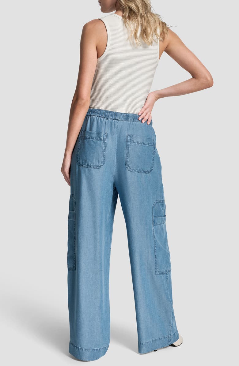 DKNY Denim Drawstring Cargo Pants, Alternate, color, Stream Wash