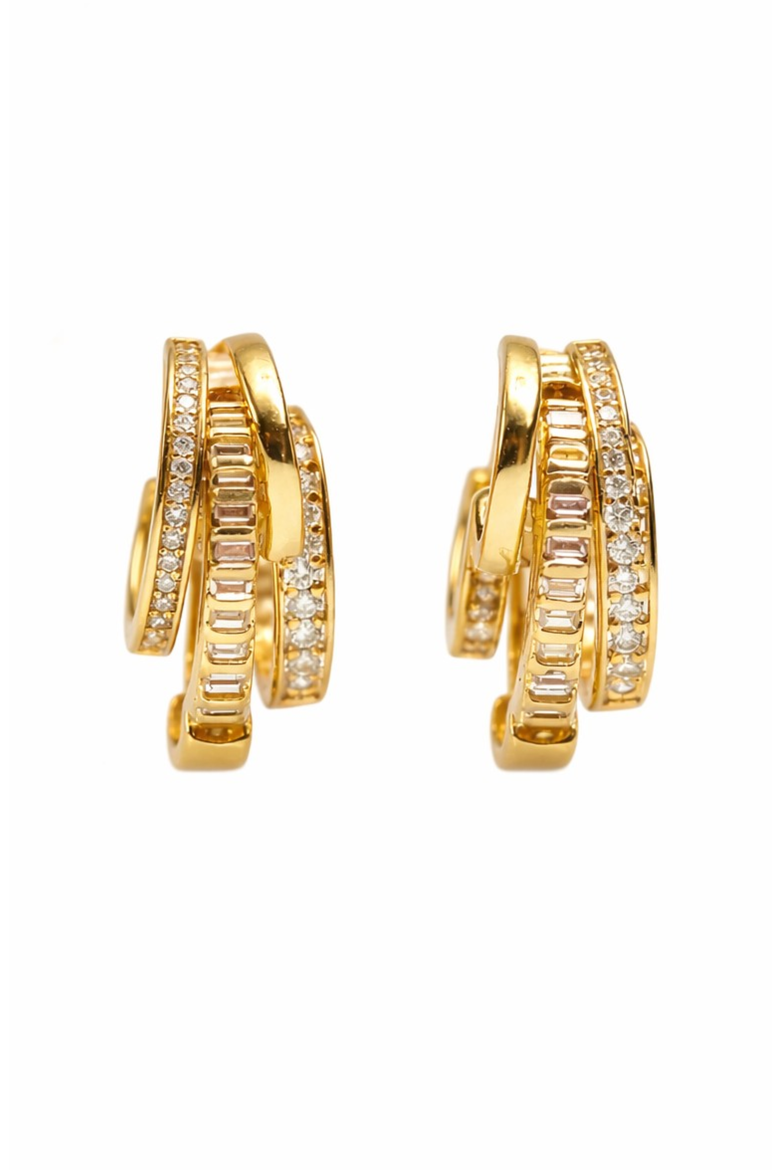 Triple Threat Huggie Hoop Earrings, Main, color, Gold