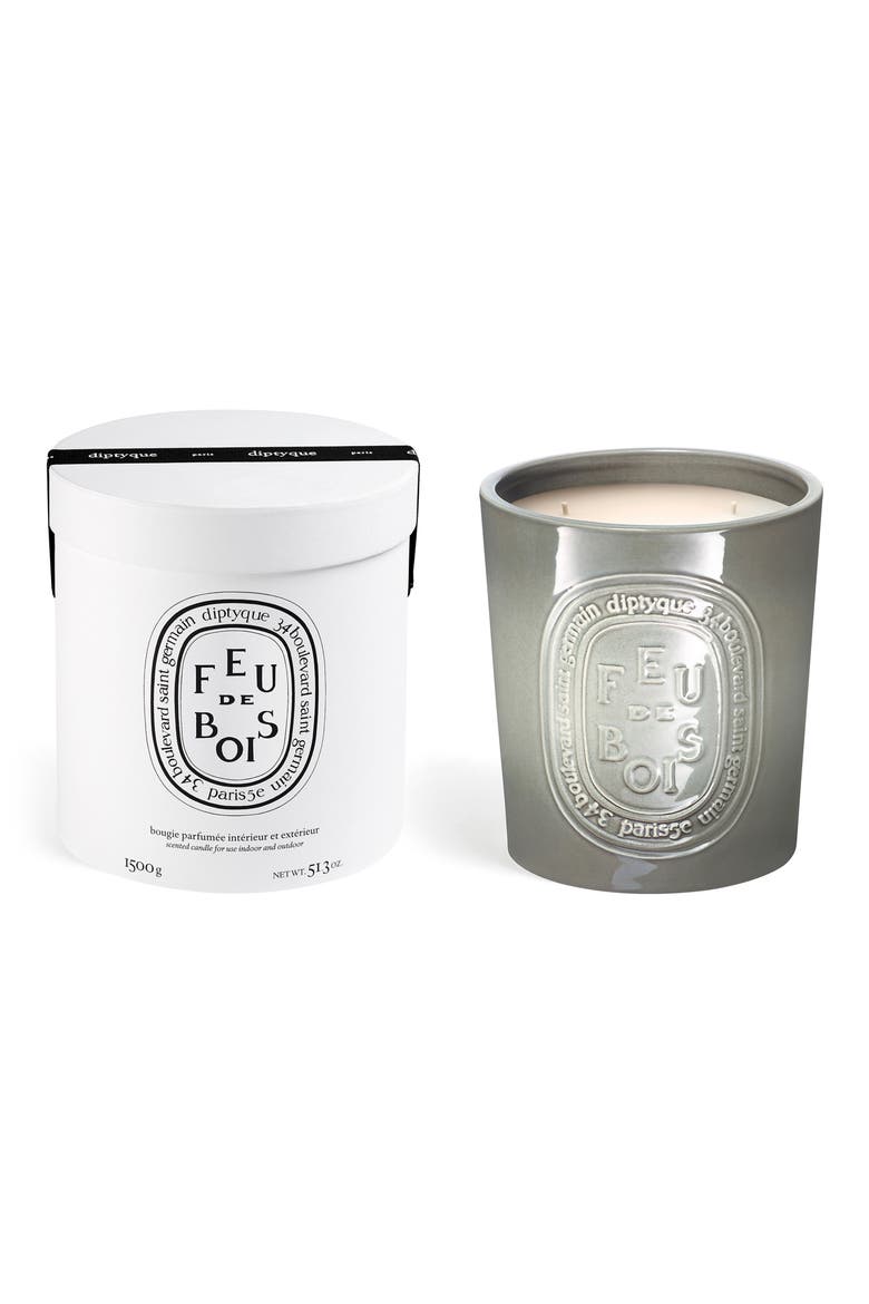 Feu de Bois (Fire Wood) Extralarge Scented Candle, Alternate, color, GREY VESSEL