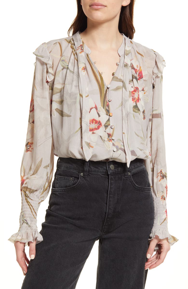 AllSaints Lara Kuroyuri Floral Print Blouse, Main, color, 