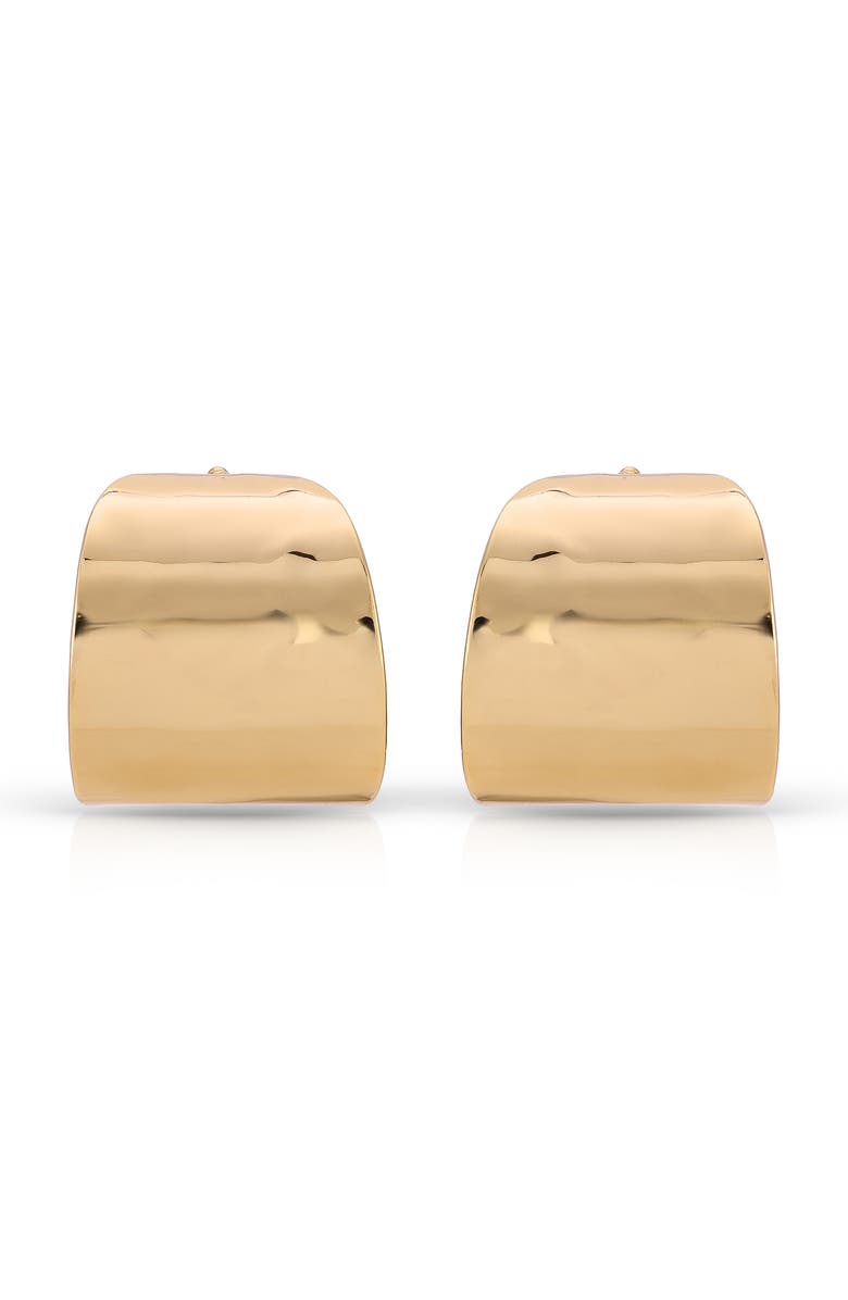 Ettika Hammered Huggie Hoop Earrings, Alternate, color, Gold